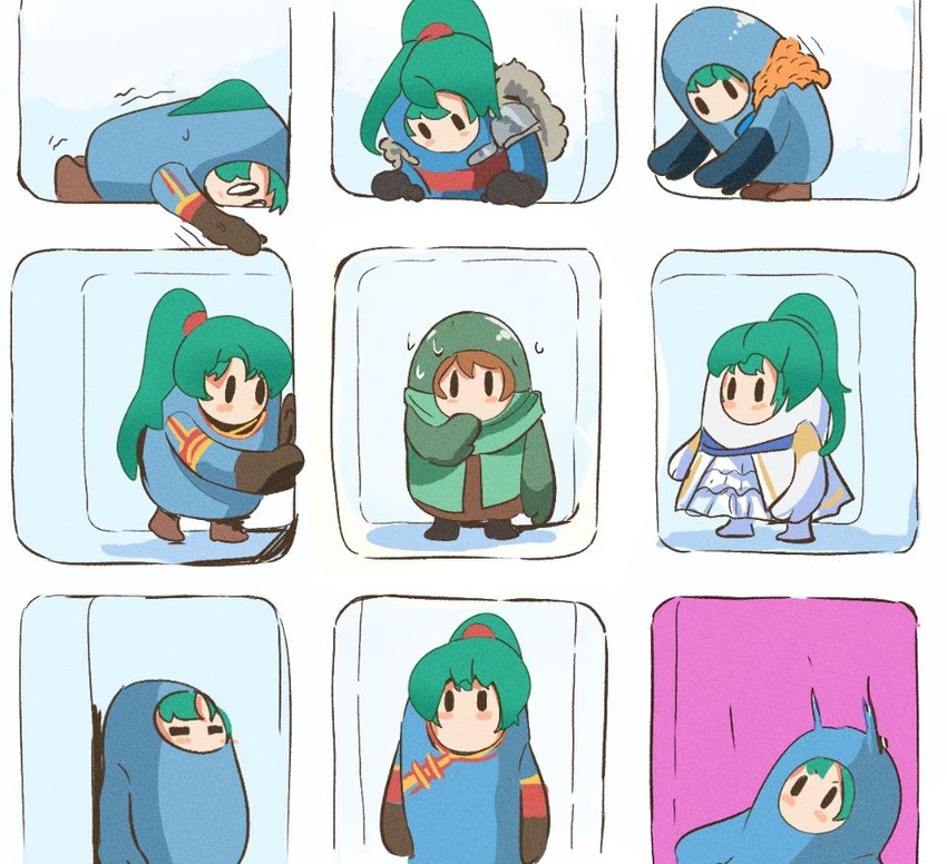 lyn, fall guy, and mark (fire emblem and 2 more) drawn by ormille