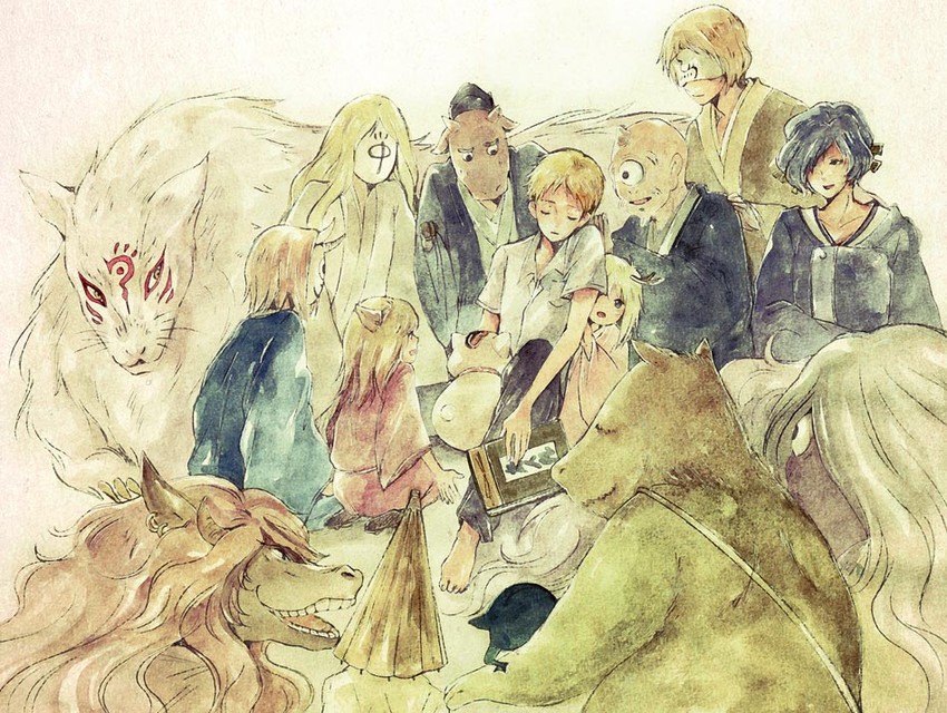 natsume takashi, nyanko-sensei, madara, kogitsune, hiiragi, and 4 more (natsume yuujinchou) drawn by moha