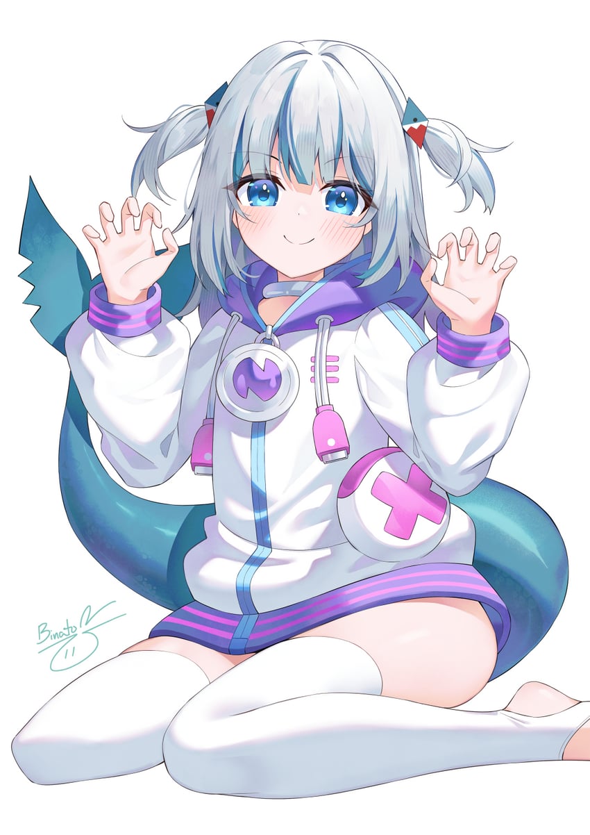 gawr gura and neptune (hololive and 2 more) drawn by binato_lulu