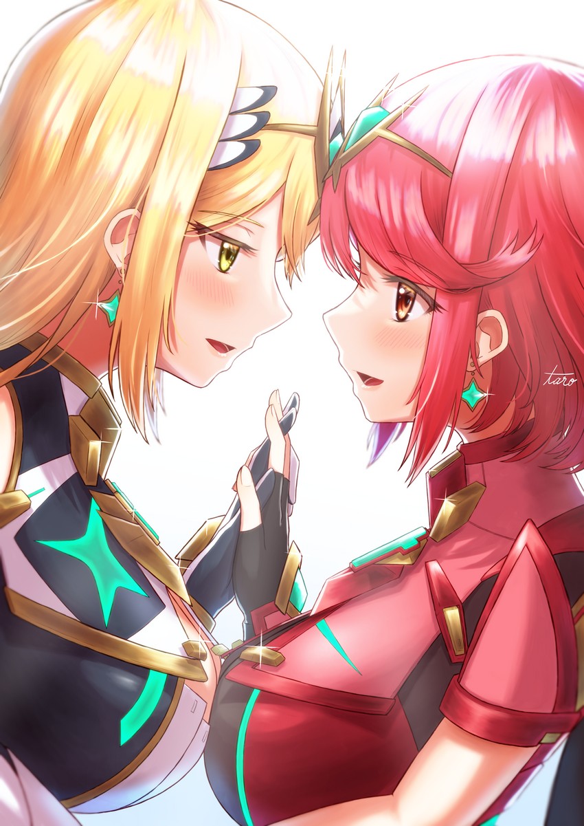 pyra and mythra (xenoblade chronicles and 1 more) drawn by taro_(peach_taro51)