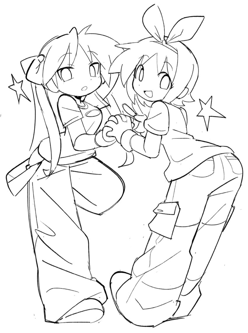 hiiragi kagami and hiiragi tsukasa (lucky star) drawn by bacun