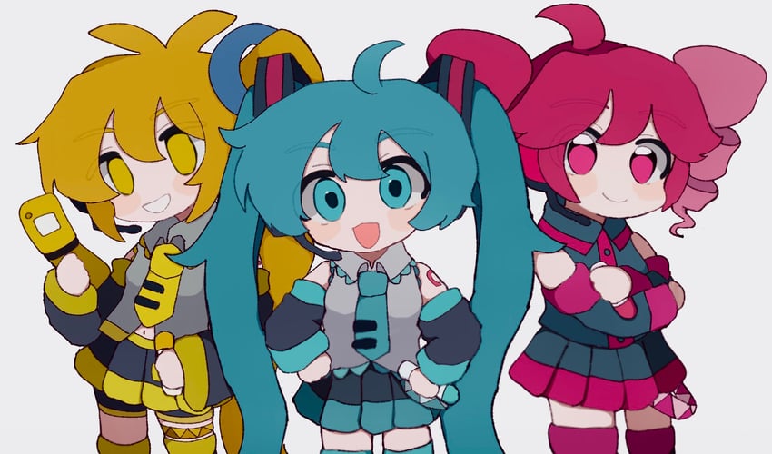 hatsune miku, kasane teto, and akita neru (vocaloid and 2 more) drawn by agyo_(ikayaki5252)