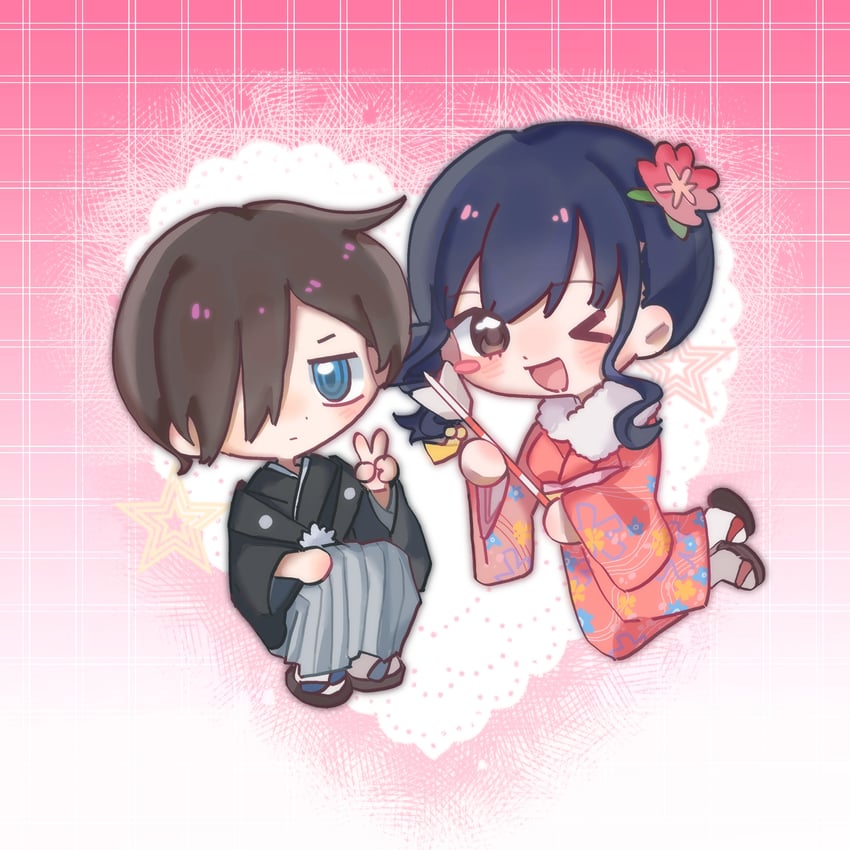 yamada anna and ichikawa kyoutarou (boku no kokoro no yabai yatsu) drawn by qianwa_shi_biao