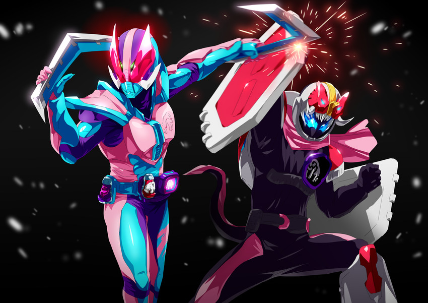kamen rider revi and kamen rider vice (kamen rider and 1 more) drawn by otokamu