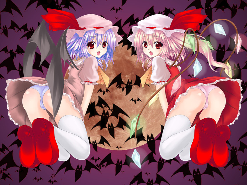 remilia scarlet and flandre scarlet (touhou) drawn by utakata_(kochou_no_yume)