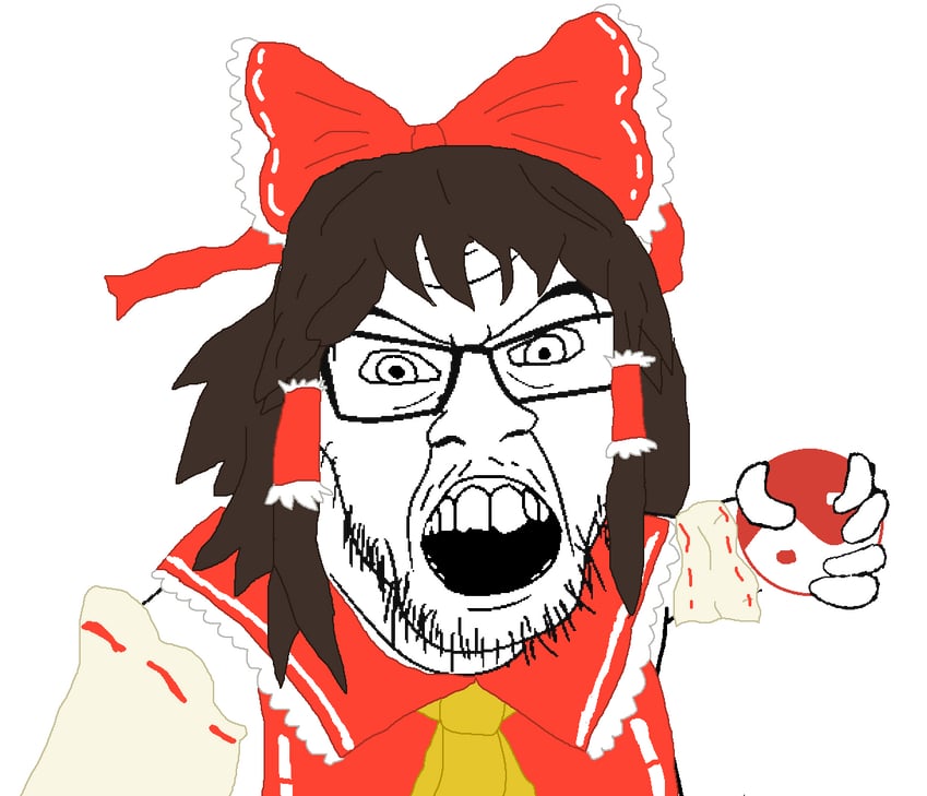 hakurei reimu, wojak, and soyjak (touhou and 1 more)