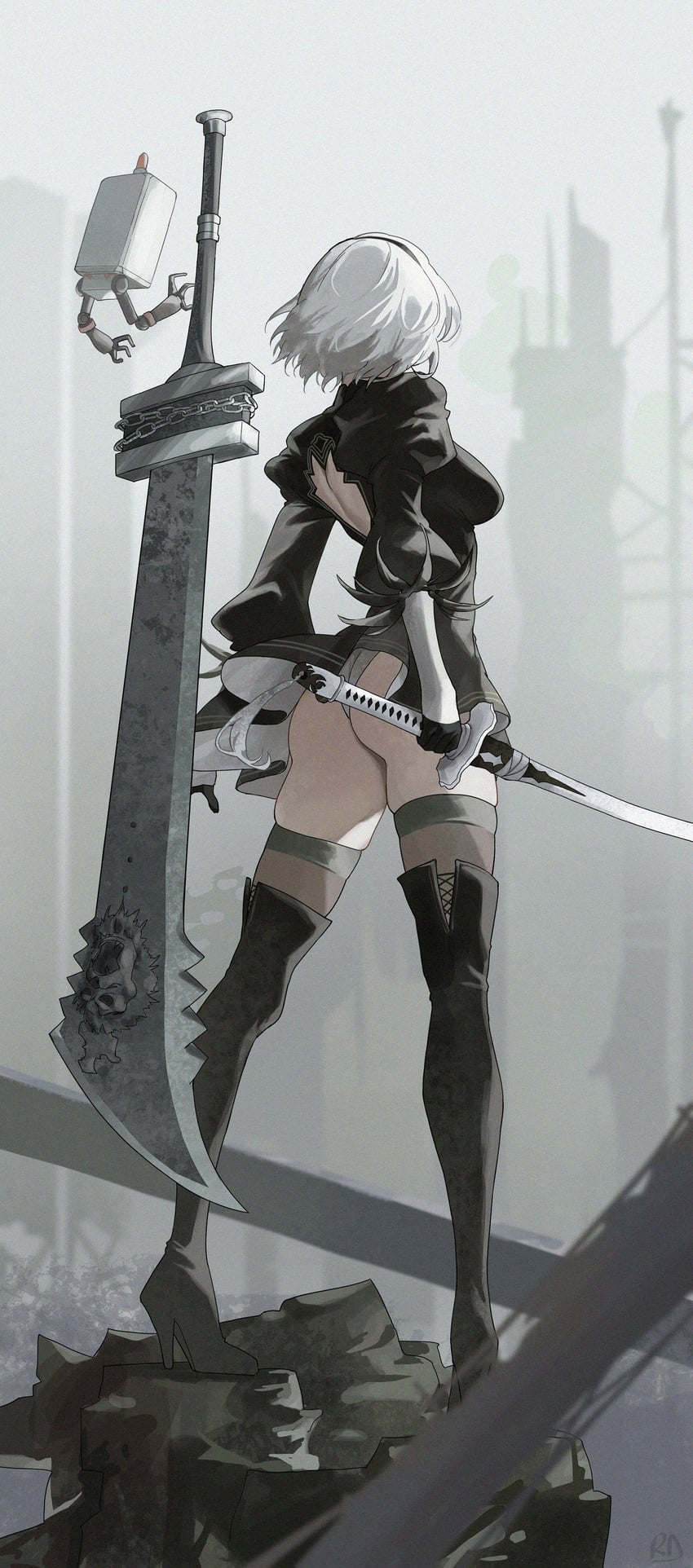 2b and pod (nier and 1 more) drawn by ryudraw