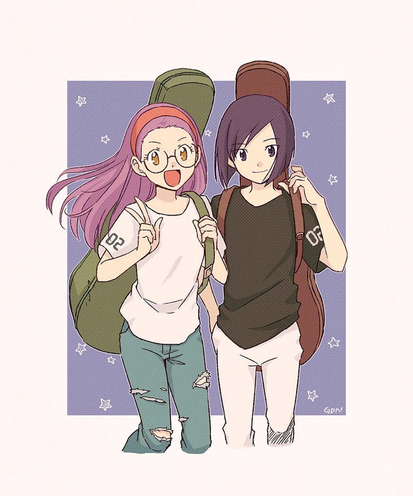 inoue miyako and ichijouji ken (digimon and 1 more) drawn by gdn0522