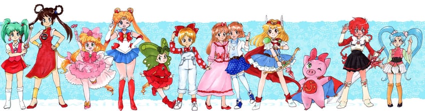 tsukino usagi, sailor moon, shidou hikaru, masaki sasami jurai, magical princess, and 3 more (bishoujo senshi sailor moon and 6 more) drawn by bunnymajo