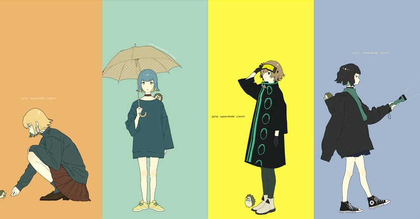 nira-chan and uniguri (zutto mayonaka de ii no ni and 4 more) drawn by aiko_(aiko_54)