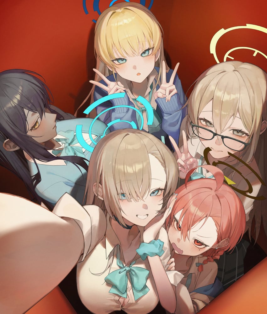 asuna, toki, karin, neru, and akane (blue archive) drawn by may.l
