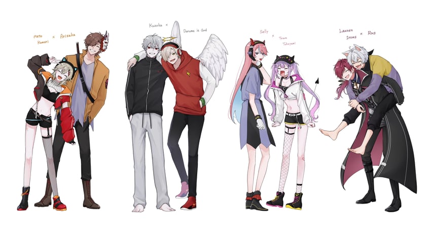 tokoyami towa, bibi, komori met, kuzuha, lauren iroas, and 4 more (hololive and 3 more) drawn by kusa_mo_chi
