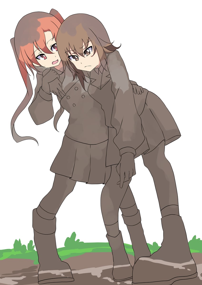 nishizumi maho and nakasuga emi (girls und panzer and 1 more) drawn by eesu