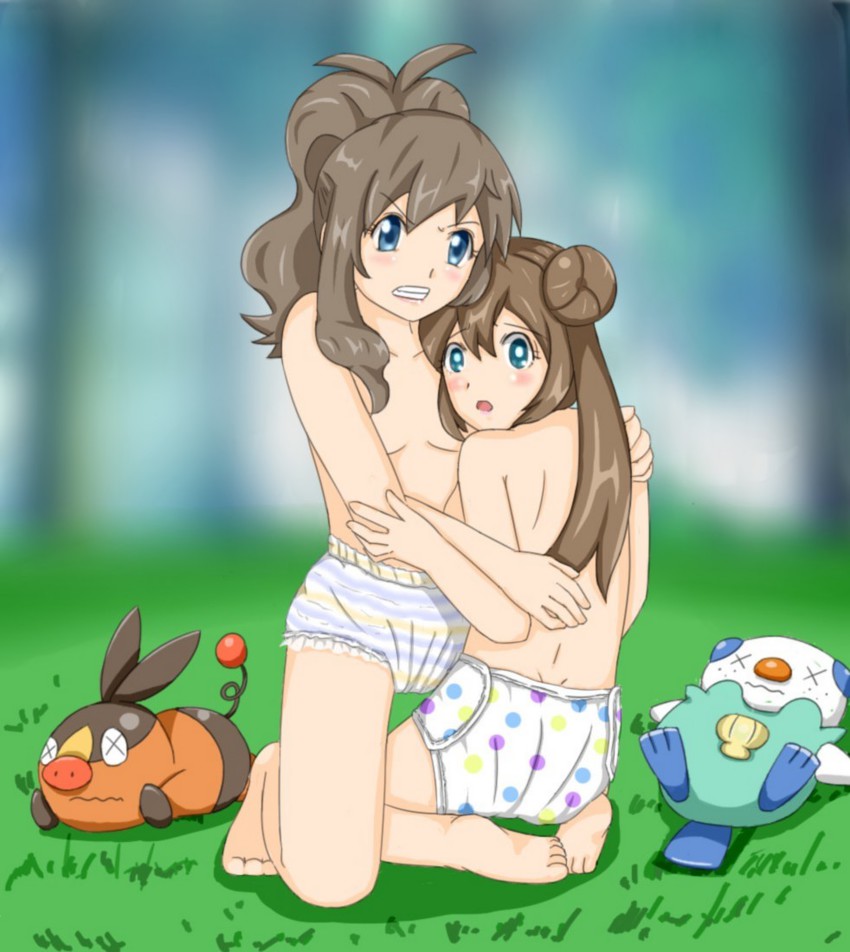rosa, hilda, oshawott, and tepig (pokemon and 2 more) drawn by kelly_red