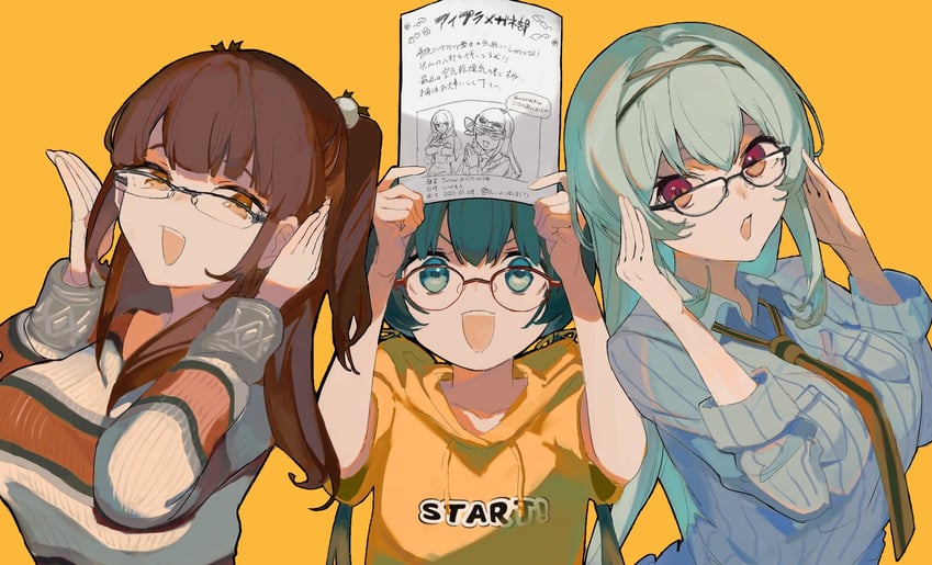 suzumura yuu, tendou rui, and okuyama sumire (idoly pride) drawn by bawa_(thankyousushi)