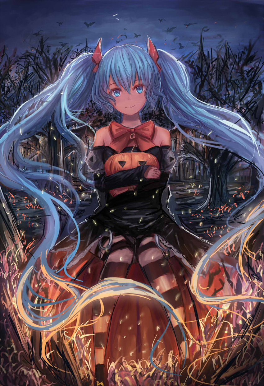 hatsune miku and halloween miku (vocaloid) drawn by nio_(jacky19921205)