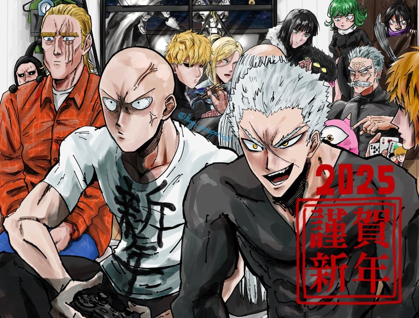 tatsumaki, fubuki, saitama, kageyama shigeo, reigen arataka, and 12 more (one-punch man and 1 more) drawn by fang_oneperiod