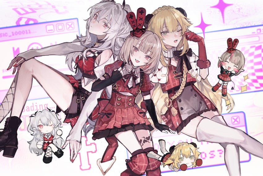 makaino ririmu, kuzuha, uzuki kou, and sanya (nijisanji) drawn by tsuta1218