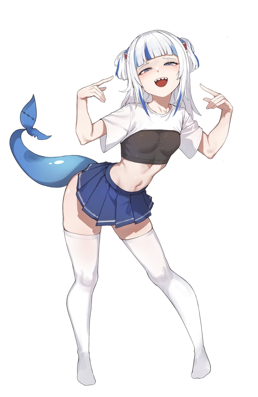 gawr gura (hololive and 1 more) drawn by iver_(reviolet)