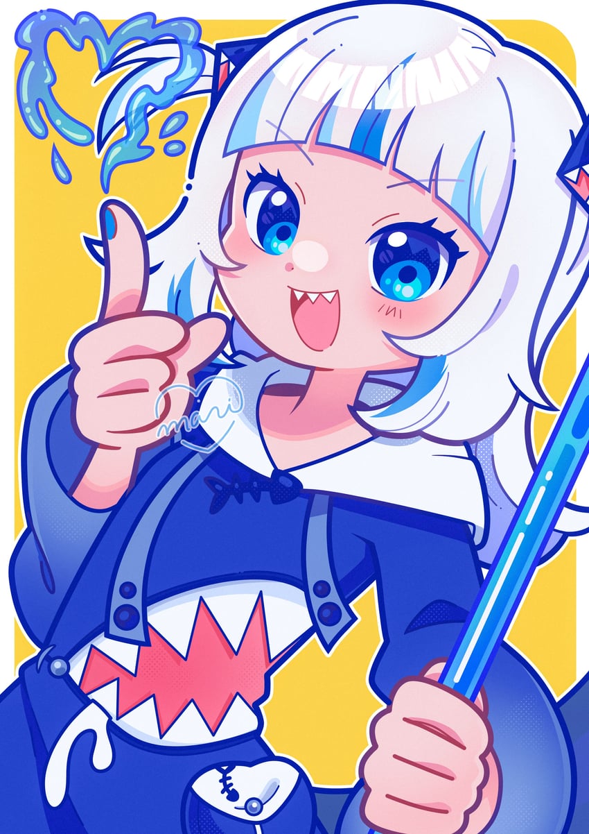 gawr gura (hololive and 1 more) drawn by marikyuunn