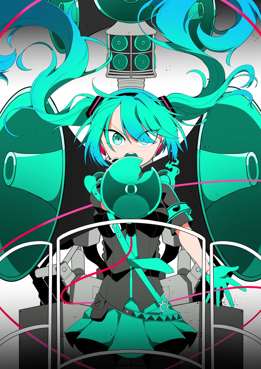 hatsune miku (vocaloid and 1 more) drawn by manemunya