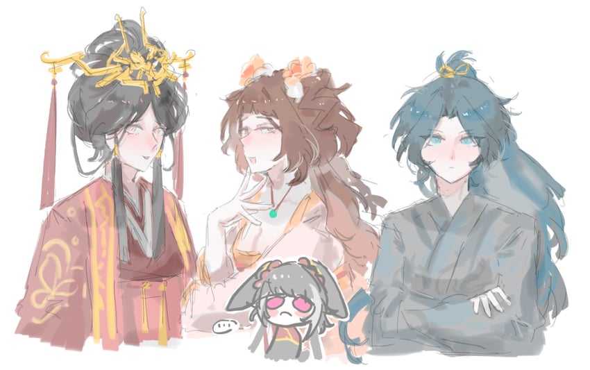 jia xichun, xue baochai, lin daiyu, and jia yuanchun (project moon and 1 more) drawn by feng_nirvana