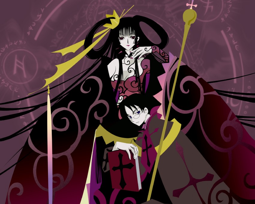 ichihara yuuko and watanuki kimihiro (xxxholic) drawn by clamp_(circle)