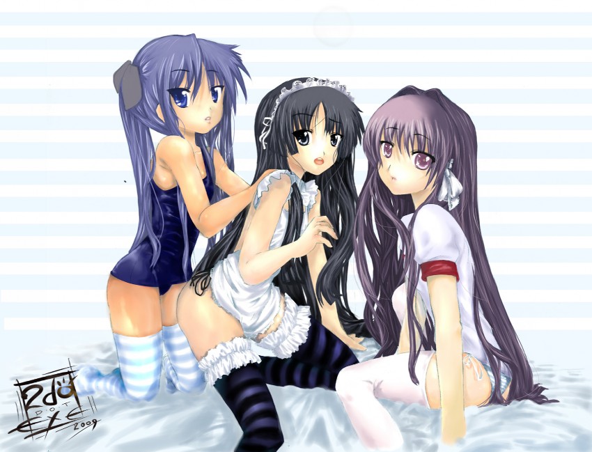 akiyama mio, hiiragi kagami, and fujibayashi kyou (k-on! and 2 more) drawn by cupudotexe
