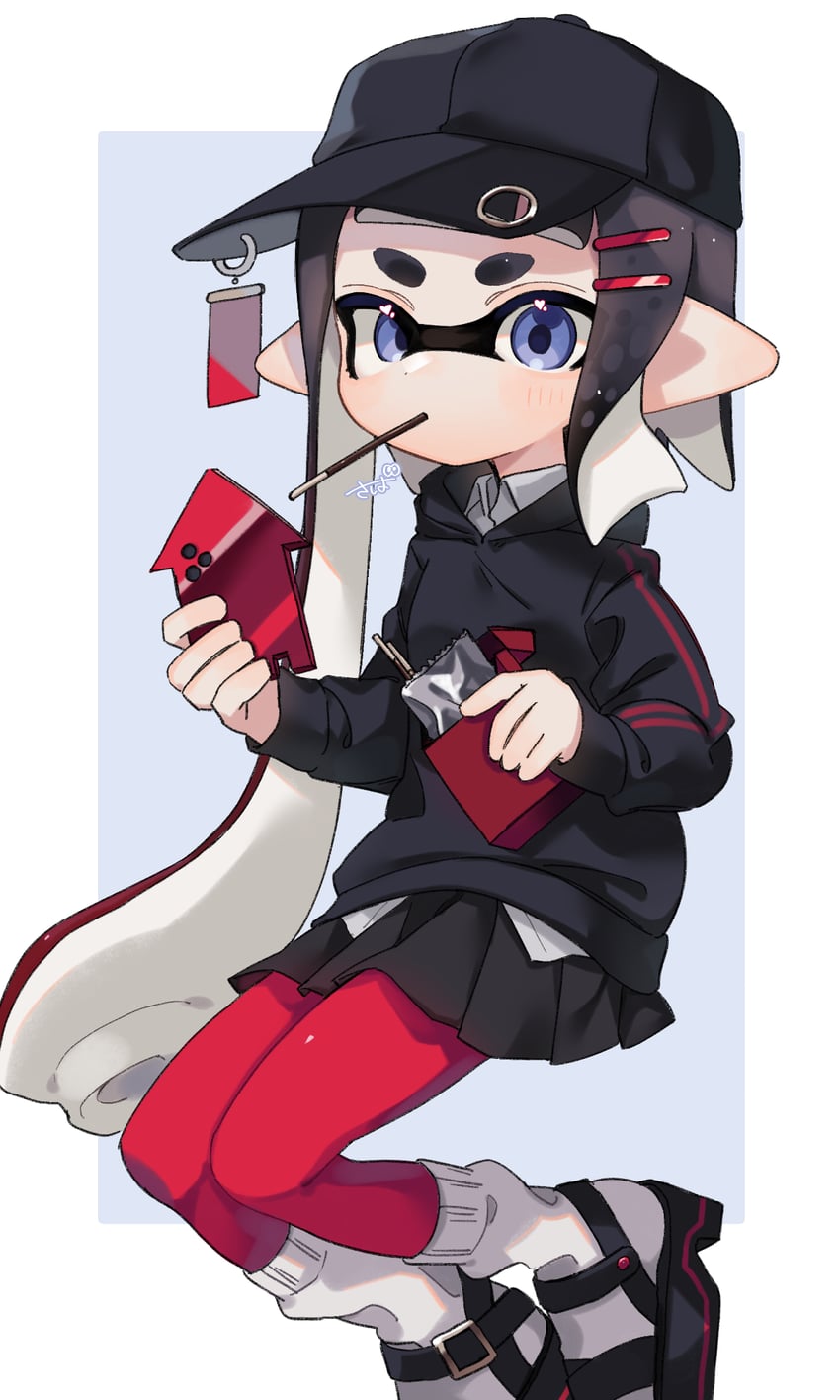 inkling player character and inkling girl (splatoon) drawn by sabata_saba
