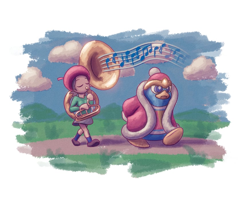king dedede and adeleine (kirby and 1 more) drawn by drawfag
