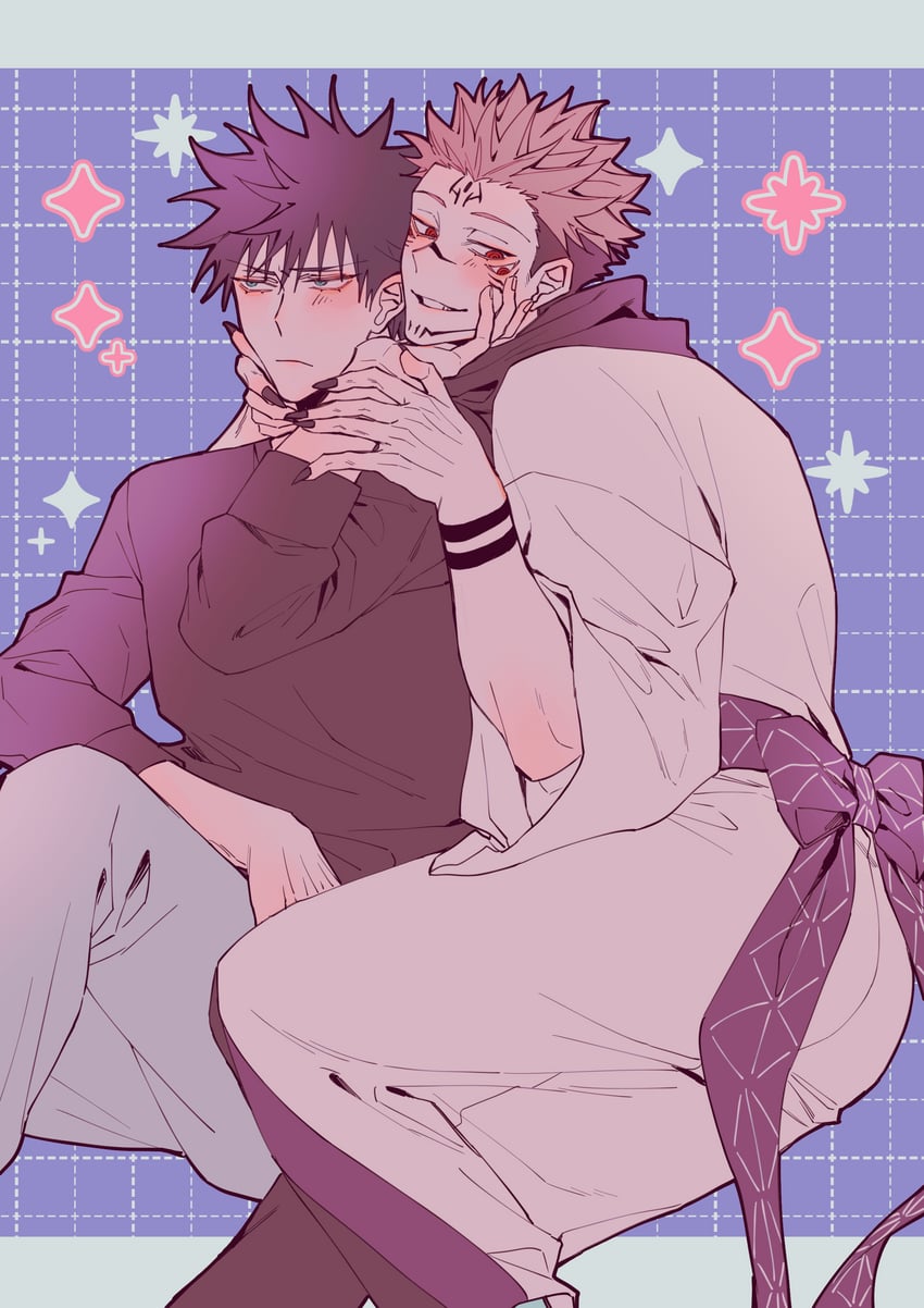 fushiguro megumi and ryoumen sukuna (jujutsu kaisen) drawn by azukiharuta_ju