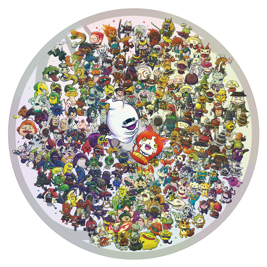 jibanyan, komasan, whisper, komajirou, fubukihime, and 212 more (youkai watch) drawn by yocchino_(yochino)