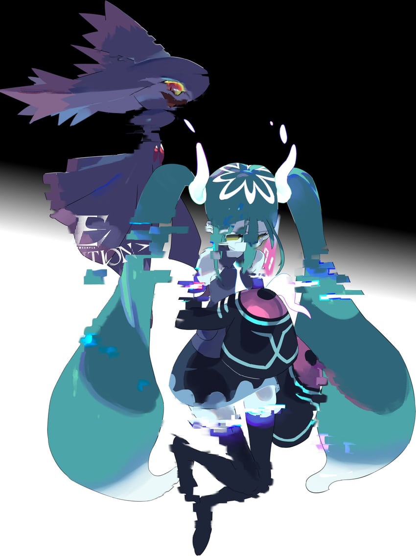 hatsune miku, mismagius, and ghost miku (pokemon and 2 more) drawn by e_volution