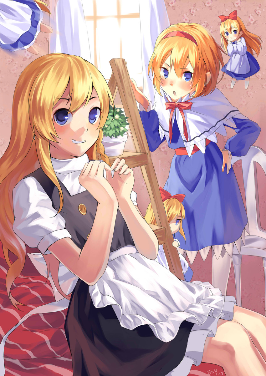 kirisame marisa, alice margatroid, and shanghai doll (touhou) drawn by etm_(ahong)