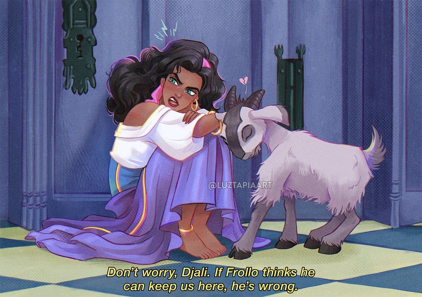 esmeralda and djali (the hunchback of notre dame) drawn by luztapiaart