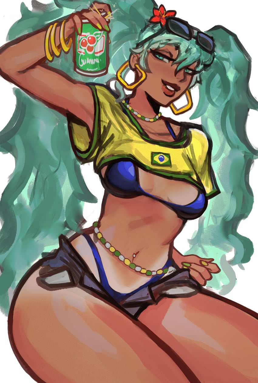 hatsune miku and brazilian miku (vocaloid) drawn by peter_chai