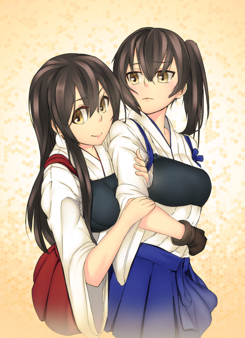 kaga and akagi (kantai collection) drawn by 32._(32_sats) and kuroteru_(just-shiny)