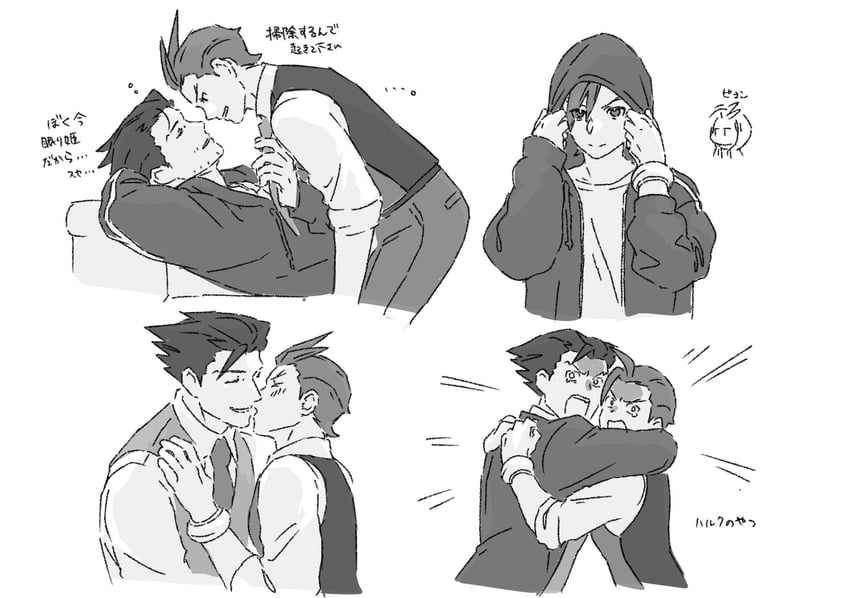 phoenix wright and apollo justice (ace attorney) drawn by lcageki