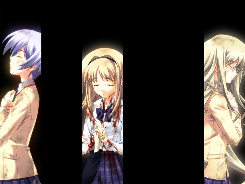 nishijou nanami, kishimoto ayase, kusunoki yua, and shogun (chaos;head) drawn by matsuo_yukihiro