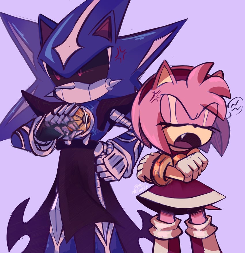 amy rose, metal sonic, and neo metal sonic (sonic and 1 more) drawn by smilen3twork