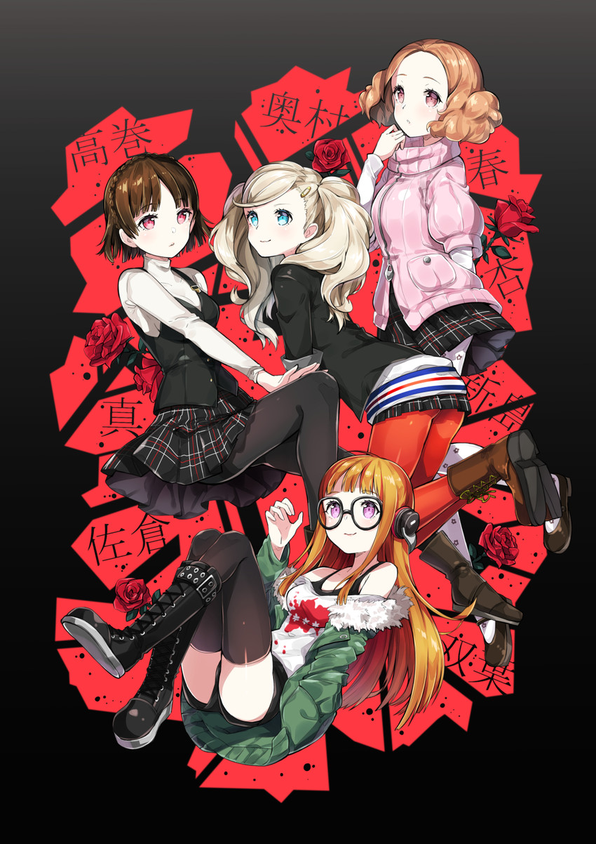 takamaki anne, sakura futaba, niijima makoto, and okumura haru (persona and 1 more) drawn by chitetan