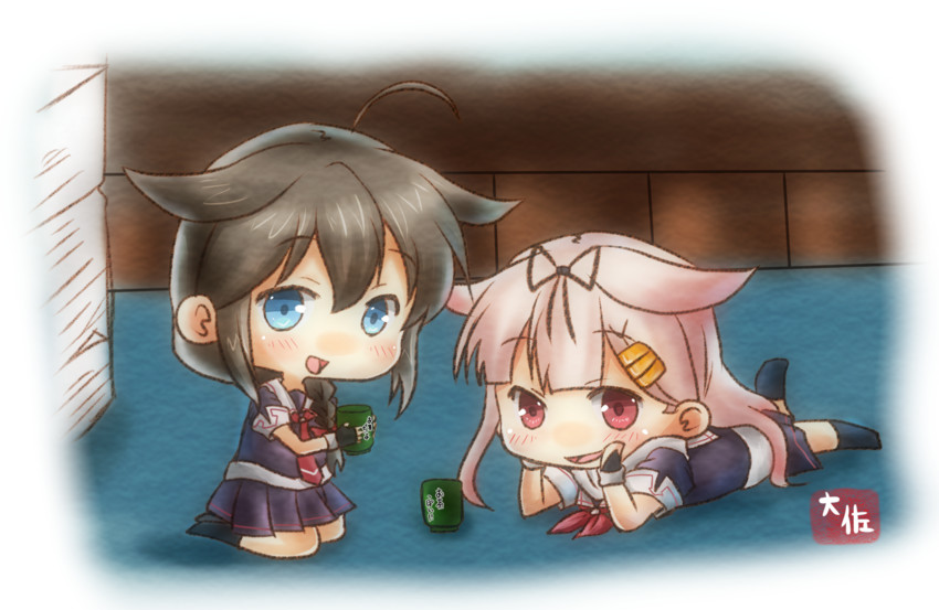 shigure, yuudachi, shigure kai ni, and yuudachi kai ni (kantai collection) drawn by taisa_(kari)