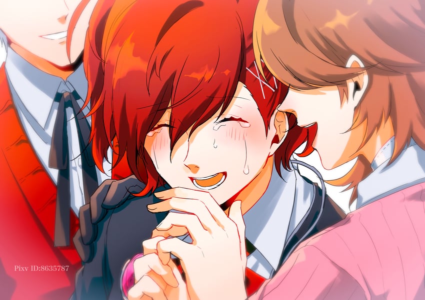 shiomi kotone, takeba yukari, and sanada akihiko (persona and 2 more) drawn by eme_(204)