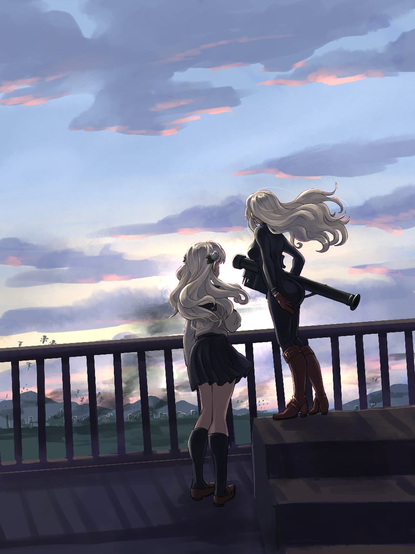 fuyusaka iori and morimura chihiro (juusan kihei bouei ken) drawn by miero