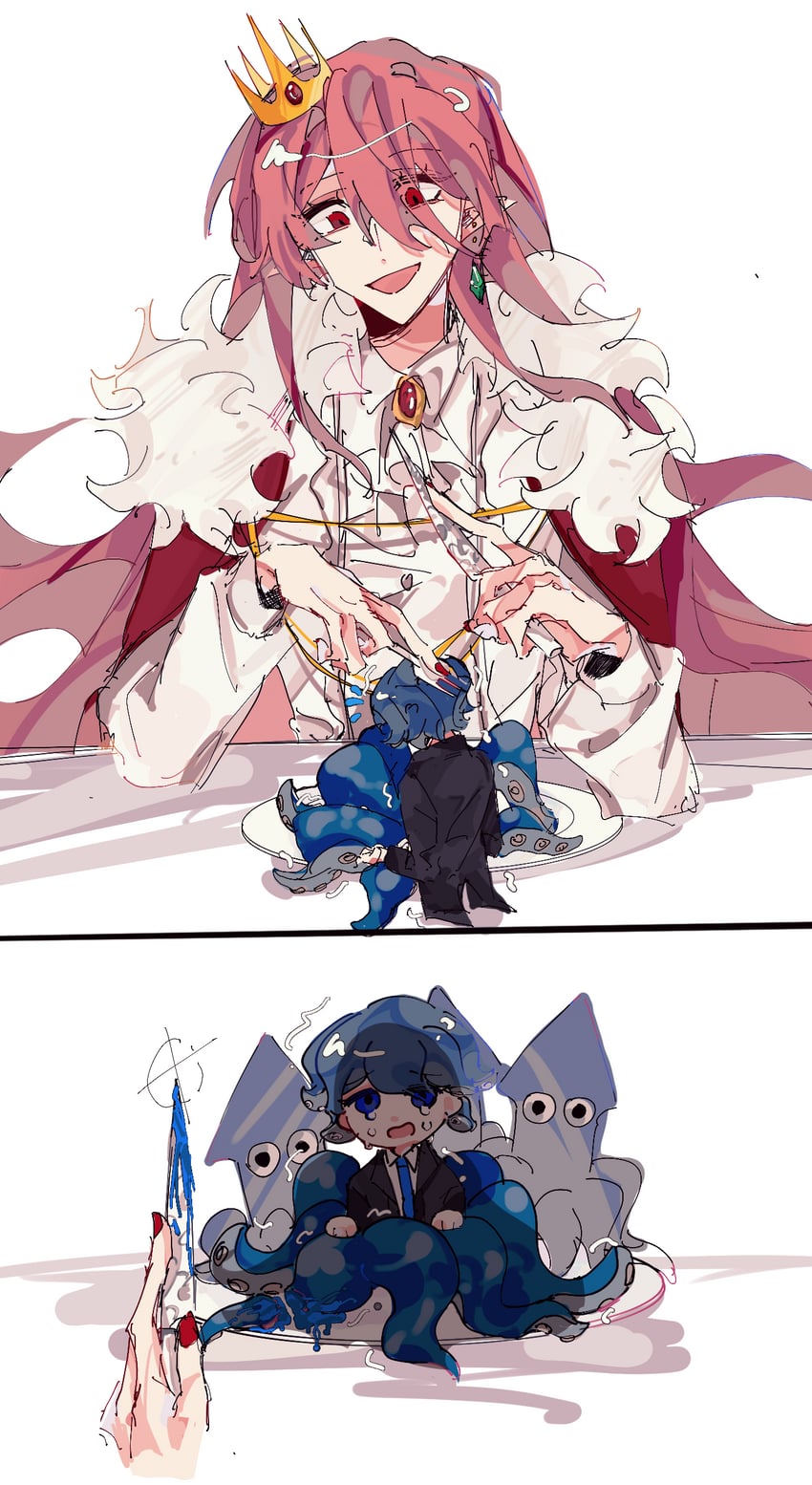 technoblade and im a squid kid (minecraft youtube) drawn by liuxingjiaotangmaqiduo