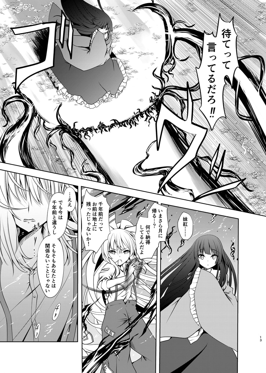 fujiwara no mokou and houraisan kaguya (touhou) drawn by kitora_(kisekinonameko)