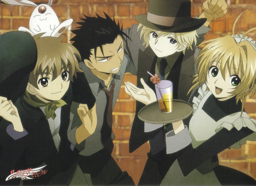 mokona, sakura hime, xiaolang, fai d. flowright, and kurogane (tsubasa chronicle)