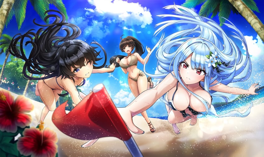 yamaba yume, nayuki hiori, and hagane otsuki (dolphin wave)