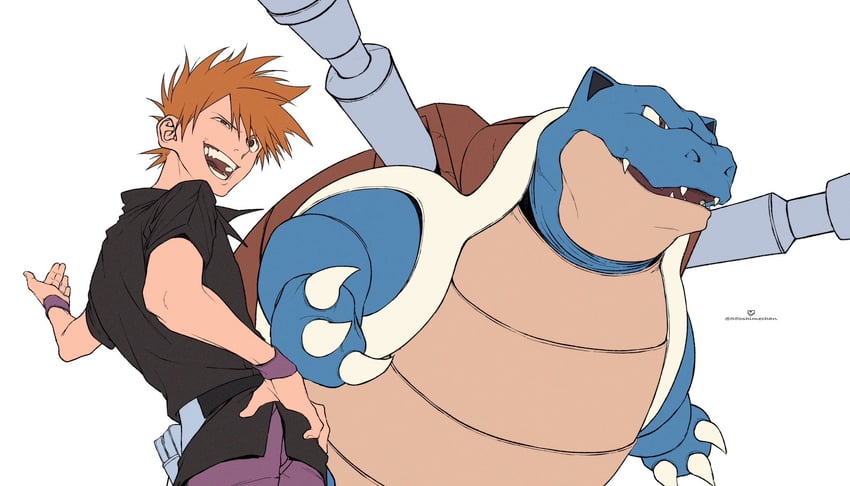blue oak and blastoise (pokemon and 1 more) drawn by 55oshimechan