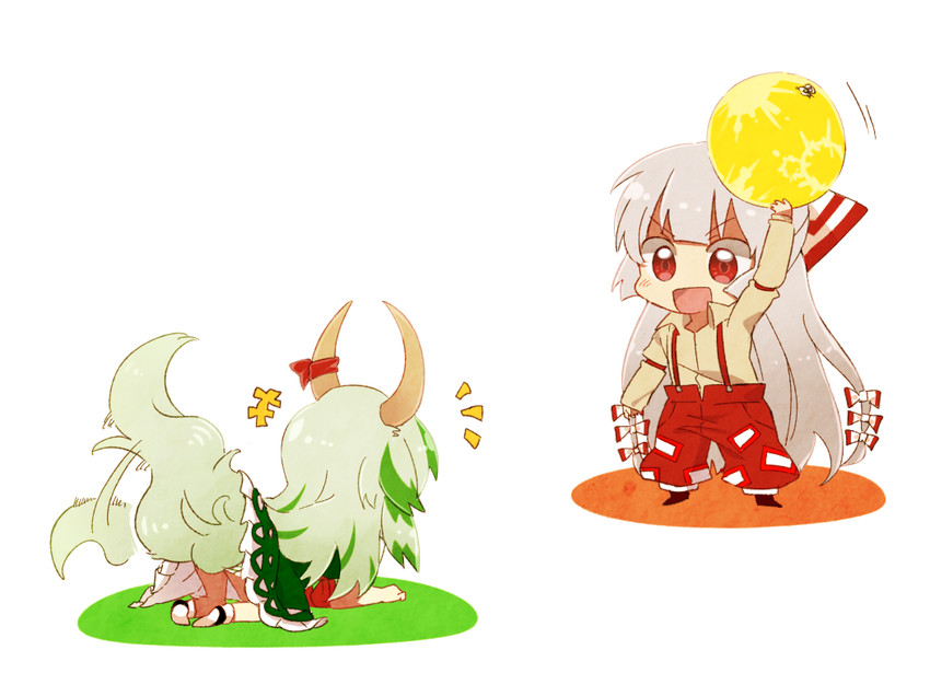 fujiwara no mokou, kamishirasawa keine, and ex-keine (touhou) drawn by 6_(yuchae)